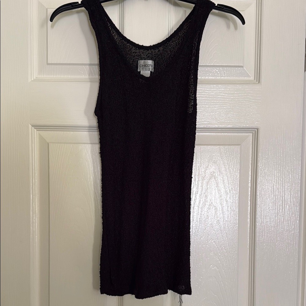 Chico's Black Ribbed Fitted Tank Top
